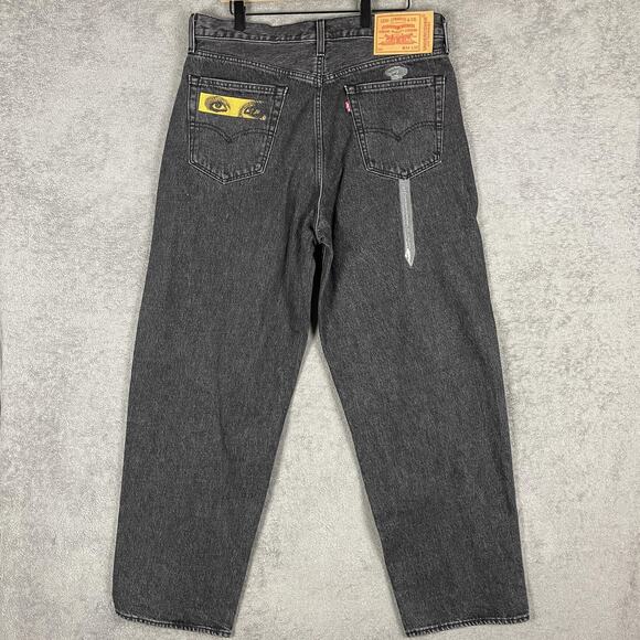 Levis Undercover Jeans Mens 34x32 Black Light Darkness Graphic Eyes Patch Denim - Picture 4 of 16